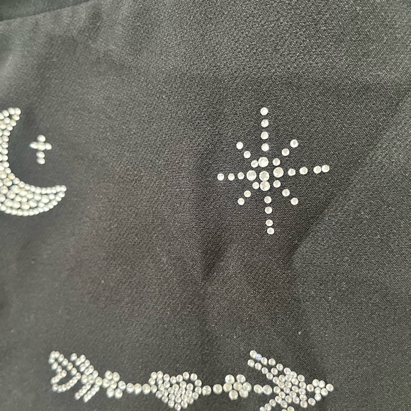 Nasty Gal Black Romper Playsuit with Silver Celestial Rhinestone Designs - Picture 4 of 8